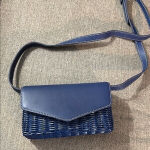 NWT J. McLaughlin Blue Woven Crossbody Bag